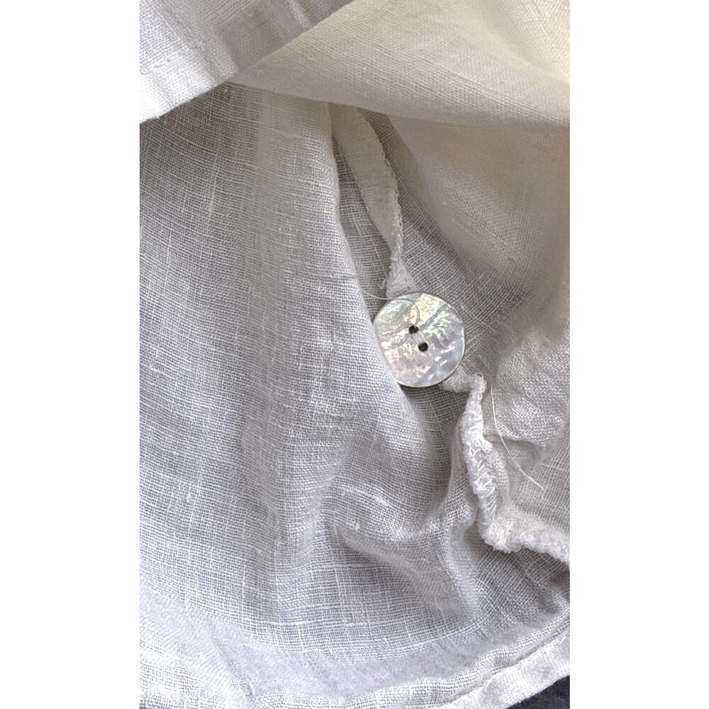 FLAX Linen Jacket Top Large Ivory Mother of Pearl Buttons LagenLook Lithuania - Picture 8 of 11